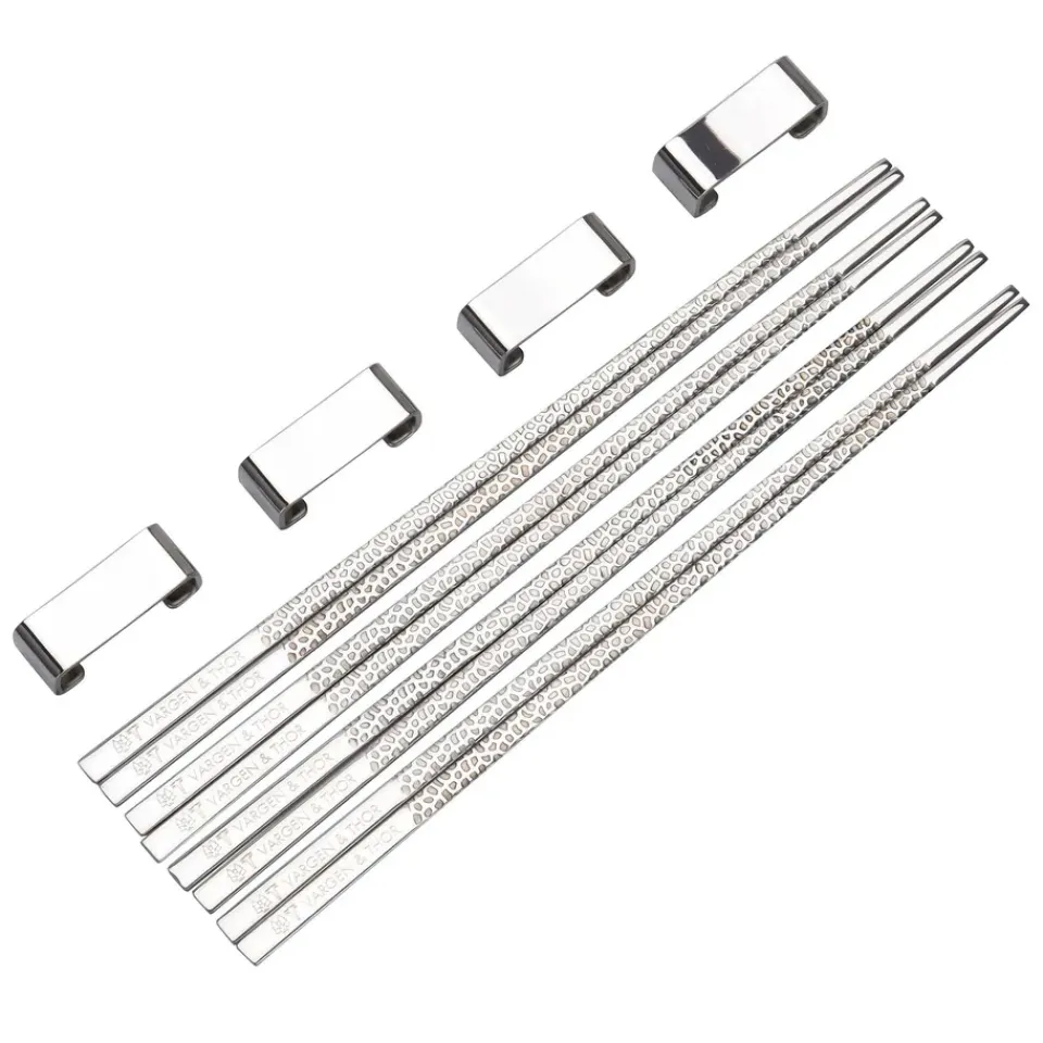 Vargen & Thor 4 Palillos Kito Chopsticks, plata Plateado Sale