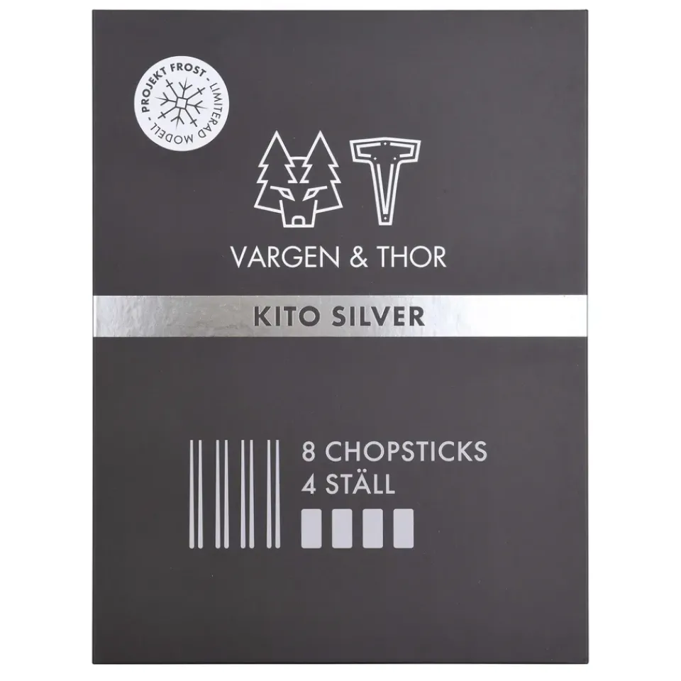 Vargen & Thor 4 Palillos Kito Chopsticks, plata Plateado Sale