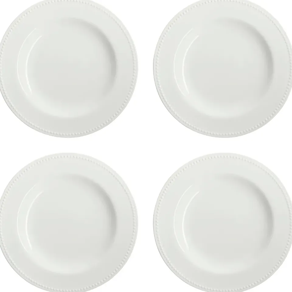 Scandi Living 4 Platos Dots 28 cm, crema Blanco Clearance