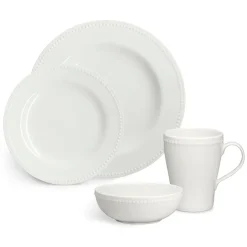 Scandi Living 4 Platos Dots 28 cm, crema Blanco Clearance