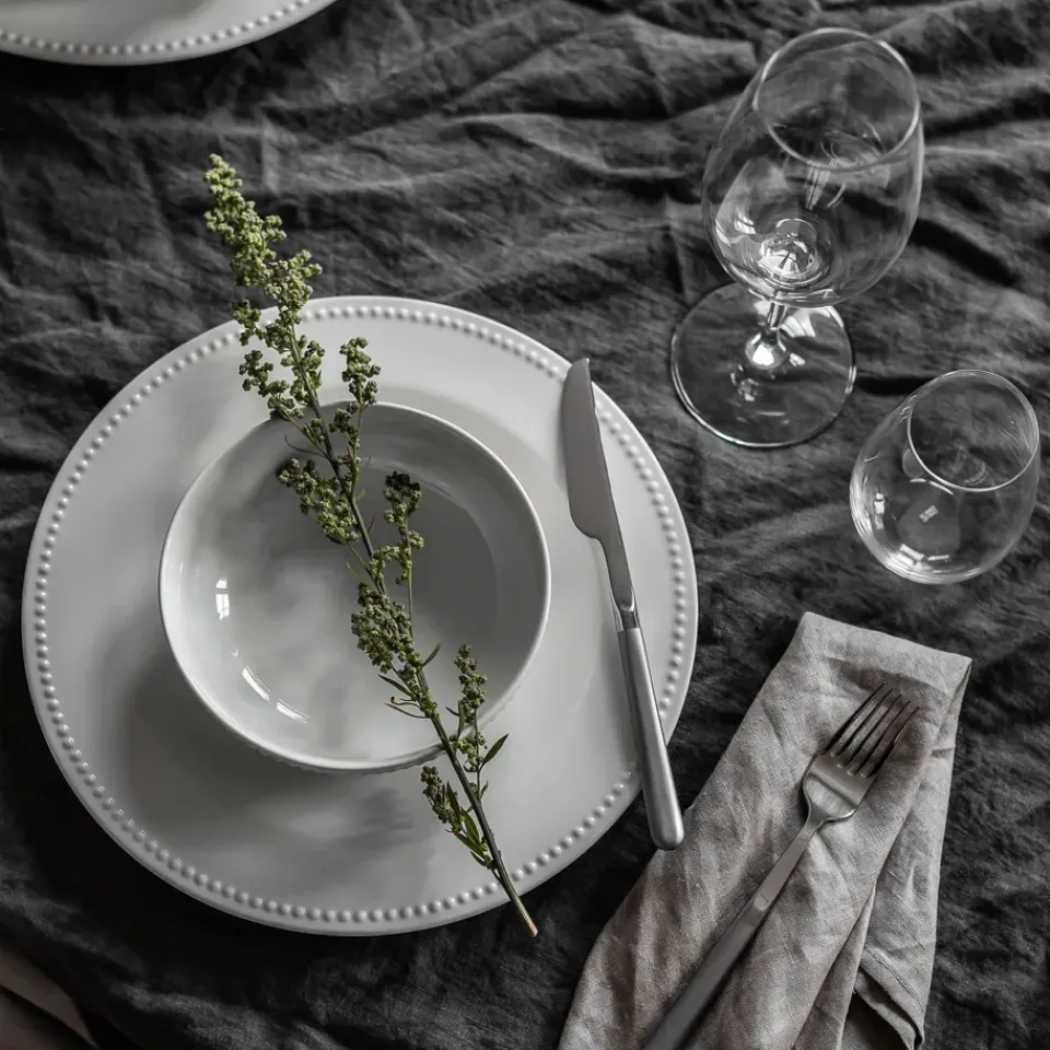 Scandi Living 4 Platos Dots 28 cm, crema Blanco Clearance