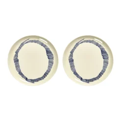 Serax Platos Llanos<2 Platos Ottolenghi Feast L Ø26 cm, White stripes-blue Azul