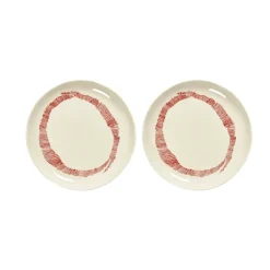 Serax Platos Pequeños<2 Platos Ottolenghi Feast S Ø19 cm, White stripes-red Blanco