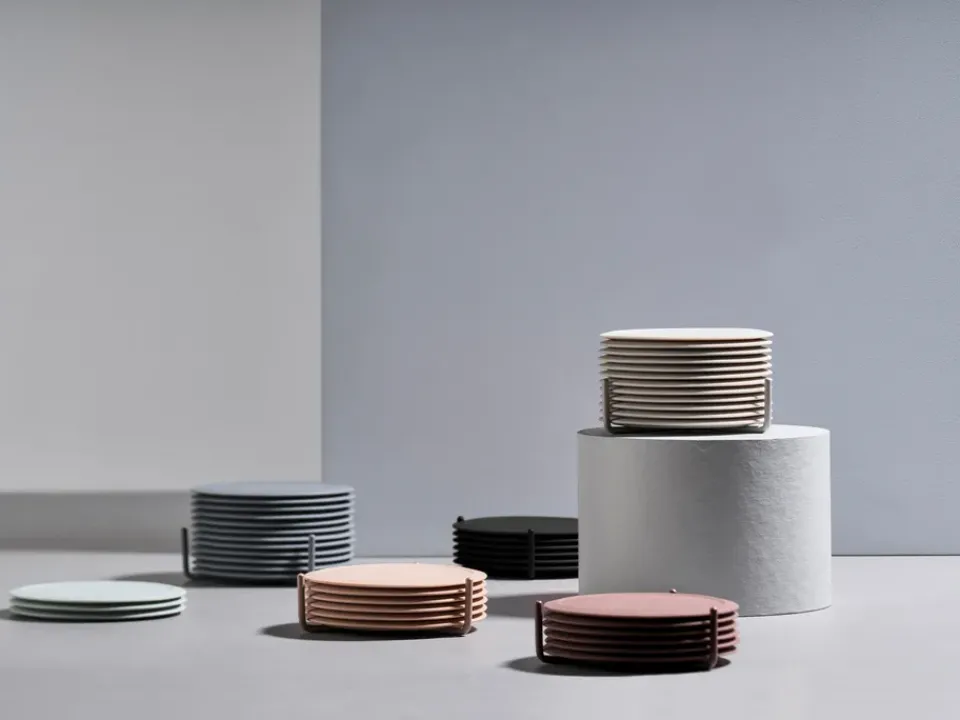 Zone Denmark 6 Posavasos con soporte Singles, Warm grey Gris Hot