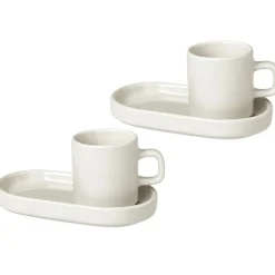 Blomus 2 Tazas espresso y platillos Pilar, Moonbeam Beige