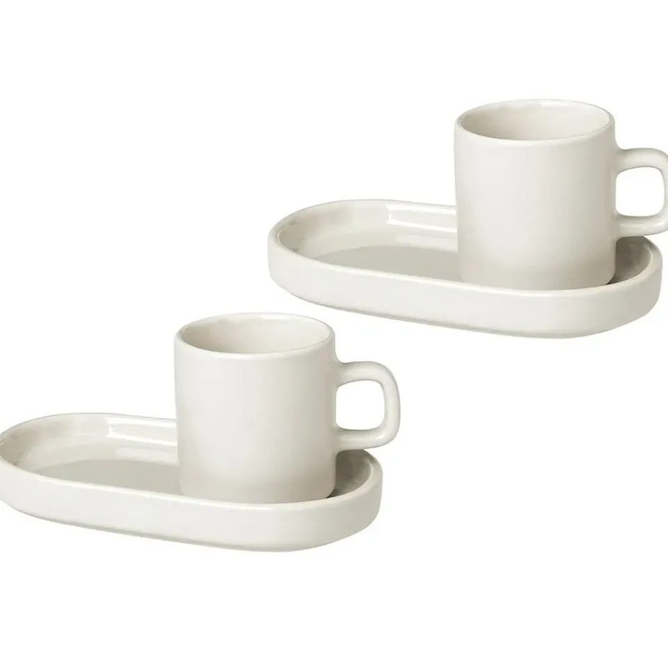 Blomus 2 Tazas espresso y platillos Pilar, Moonbeam Beige