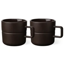 NJRD Tazas De Café<2 Tazas Lines 50 cl, Marrón