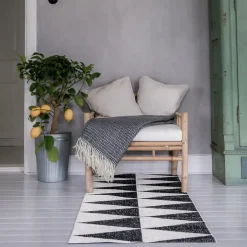 Scandi Living Alfombra plástico Rime, negro, 70 x 200 cm NegroBlanco New
