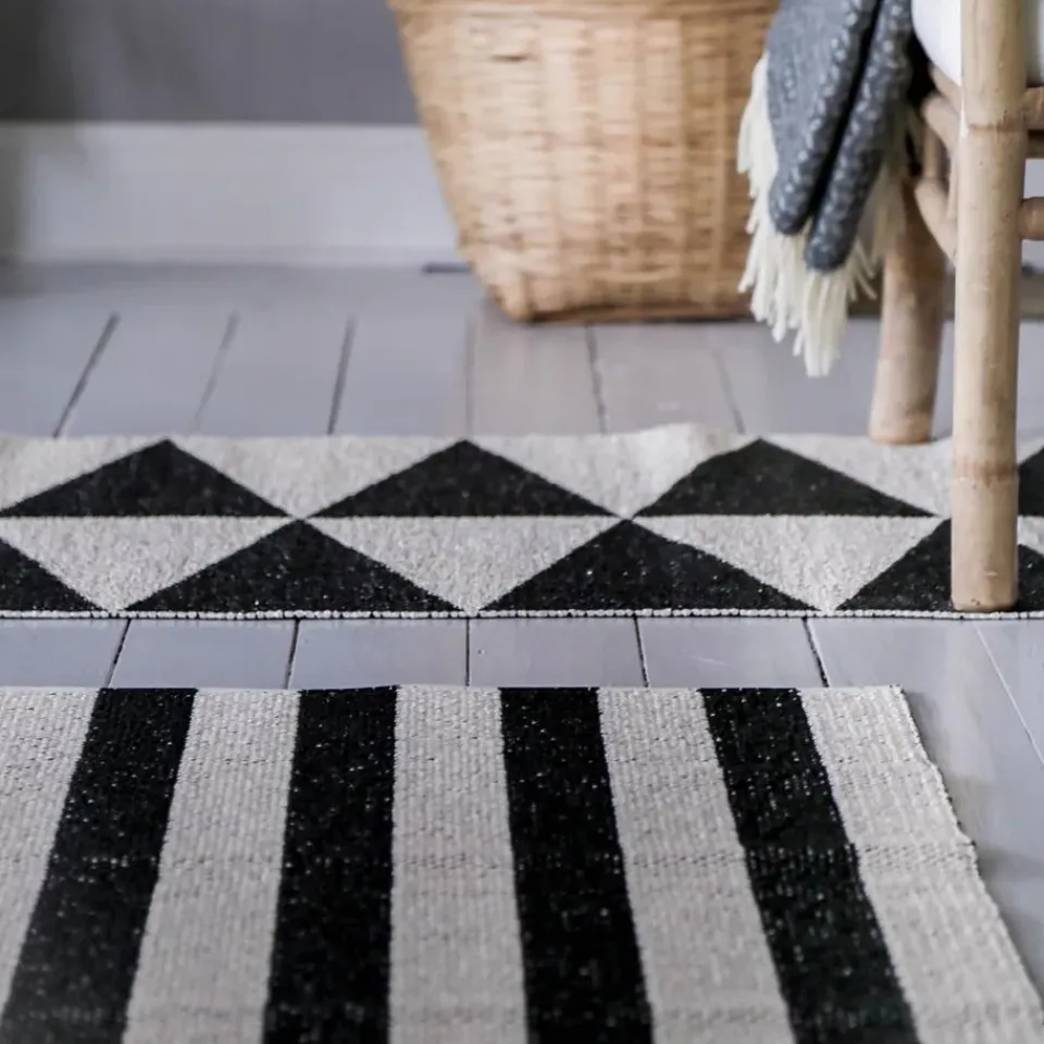 Scandi Living Alfombras De Exterior|Alfombras De Plástico<Alfombra plástico Rime, negro, 70 x 250 cm NegroBlanco