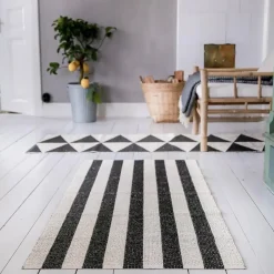 Scandi Living Alfombras De Exterior|Alfombras De Plástico<Alfombra plástico Rime, negro, 70 x 250 cm NegroBlanco