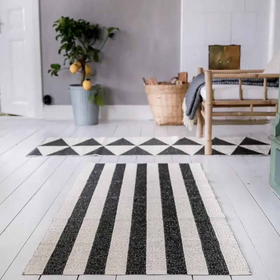 Scandi Living Alfombras De Exterior|Alfombras De Plástico<Alfombra plástico Rime, negro, 70 x 250 cm NegroBlanco