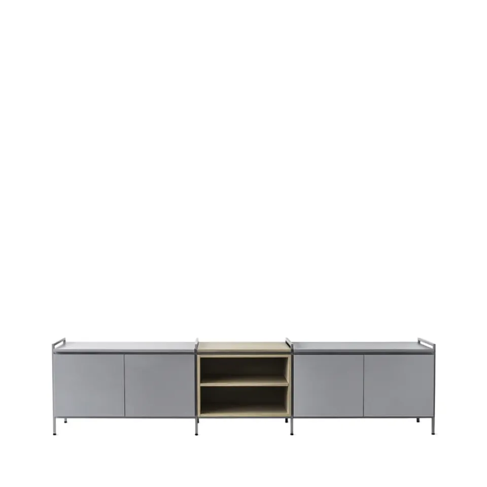 Zweed Aparador Molto bajo, /roble, 3 secciones Gris Outlet