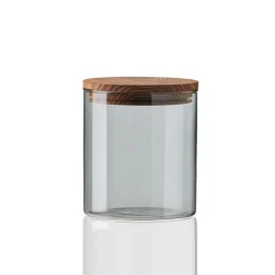 Aida Botes Y Tarros<Bote de cristal con tapa madera Raw, pequeño Gris