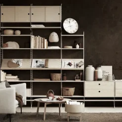 String Cabinet con puertas correderas , Fresno teñido de , 78x20 cm Negro