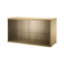 String Cabinet vitrina con puertas correderas de cristal , Roble, 78x30 cm Beige Clearance