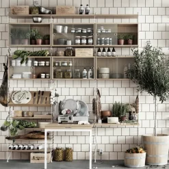 String Cabinet vitrina con puertas correderas de cristal , Roble, 78x30 cm Beige Clearance