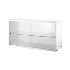 String Cabinet vitrina con puertas correderas de cristal , , 78x30 cm Blanco New