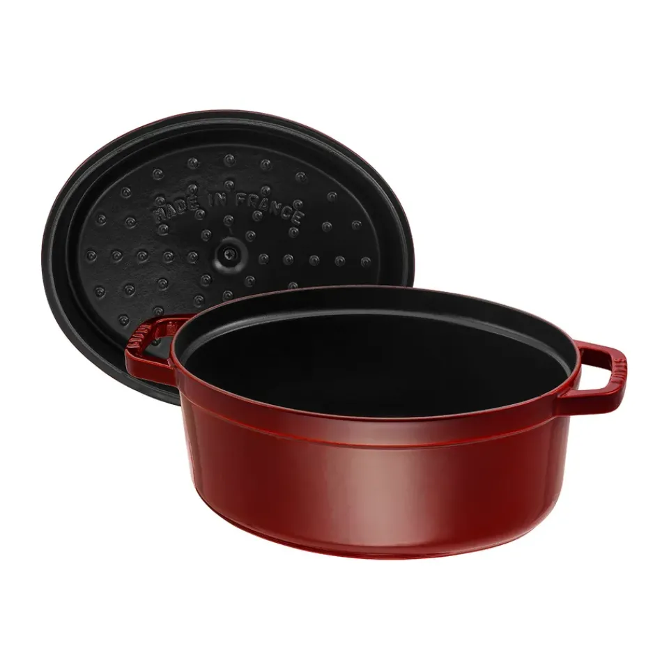 STAUB Cacerola de hierro fundido La Cocotte oval 6,7 L, granadina Rojo
