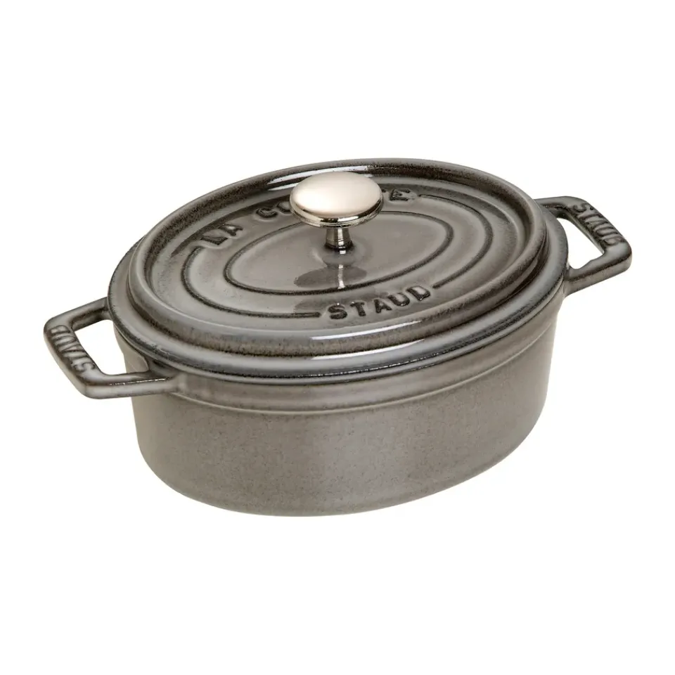 STAUB Cacerola de hierro fundido La Cocotte oval 0,6 L, grafito Gris Hot