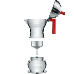 Alessi Cafeteras Y Cafeteras De Émbolo<Cafetera de espresso Pulcina 6 tazas, asa roja RojoPlateado