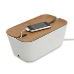 Bosign Caja para cables Cable Organiser M, tapa impresión madera MarrónBlanco New
