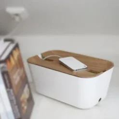 Bosign Caja para cables Cable Organiser M, tapa impresión madera MarrónBlanco New
