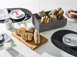 Alessi Paneras De Cocina<Caja para pan Mattina 34 cm, oscuro-bambú Gris