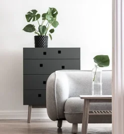 Zweed Cómodas & Cajoneras|Cómodas & Cajoneras<Cómoda Peep B3, Slate grey, roble pigmentado blanco Gris