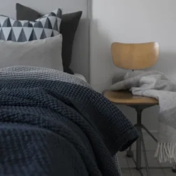 Scandi Living Colcha de cama Moss 160x260 cm, grandem blue Azul New