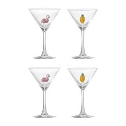 Bloomingville Copa de cóctel Misa 17 cl 4 piezas, Clear-flamingo, clear-pineapple Transparente New