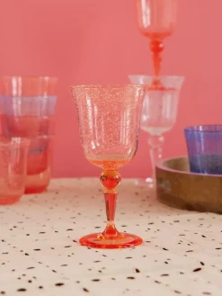 RICE Copa de vino diseño burbuja 36 cl, Melocotón Naranja Hot