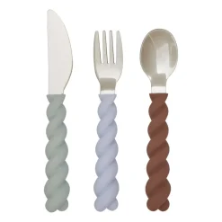OYOY Cubiertos Infantiles|Cuberterías Combinadas<Cubiertos infantiles Mellow 3 piezas, PaleMint-Choko-IceBlue VerdeAzulMarrón