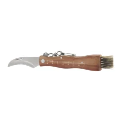 Dorre Cuchillo para setas Stuti con mango de madera y cepillo 13×2 cm, Acero inoxidable Marrón
