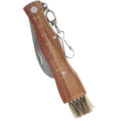 Dorre Cuchillo para setas Stuti con mango de madera y cepillo 13×2 cm, Acero inoxidable Marrón