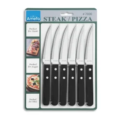 Amefa Cuchillos Para Carne|Cubiertos De Mesa<Cuchillos de carne Pizza Noir 6-pack, Negro