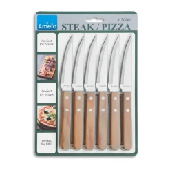 Amefa Cuchillos de carne Pizza 6-pack, Roble New