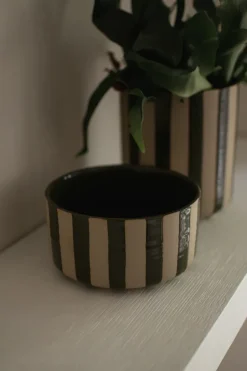 DBKD Boles Para Desayuno<Cuenco decorativo Line Ø16 cm, con rayas Verde