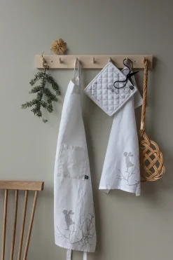 Wik & Walsøe Delantal Alv, blanco-gris GrisBlanco Sale