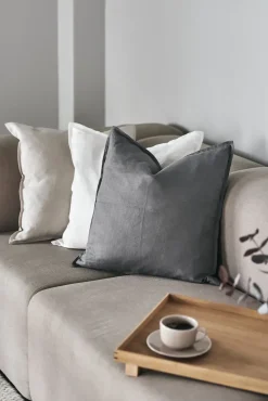 Scandi Living Funda de cojín Calm lino 50x50 cm, Charcoal Gris