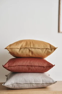 Scandi Living Funda de cojín Calm lino 50x50 cm, Rust Rojo Outlet
