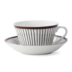 Gustavsbergs Porslinsfabrik Juego de té Ribb, taza de té + platillo MarrónBlanco Online