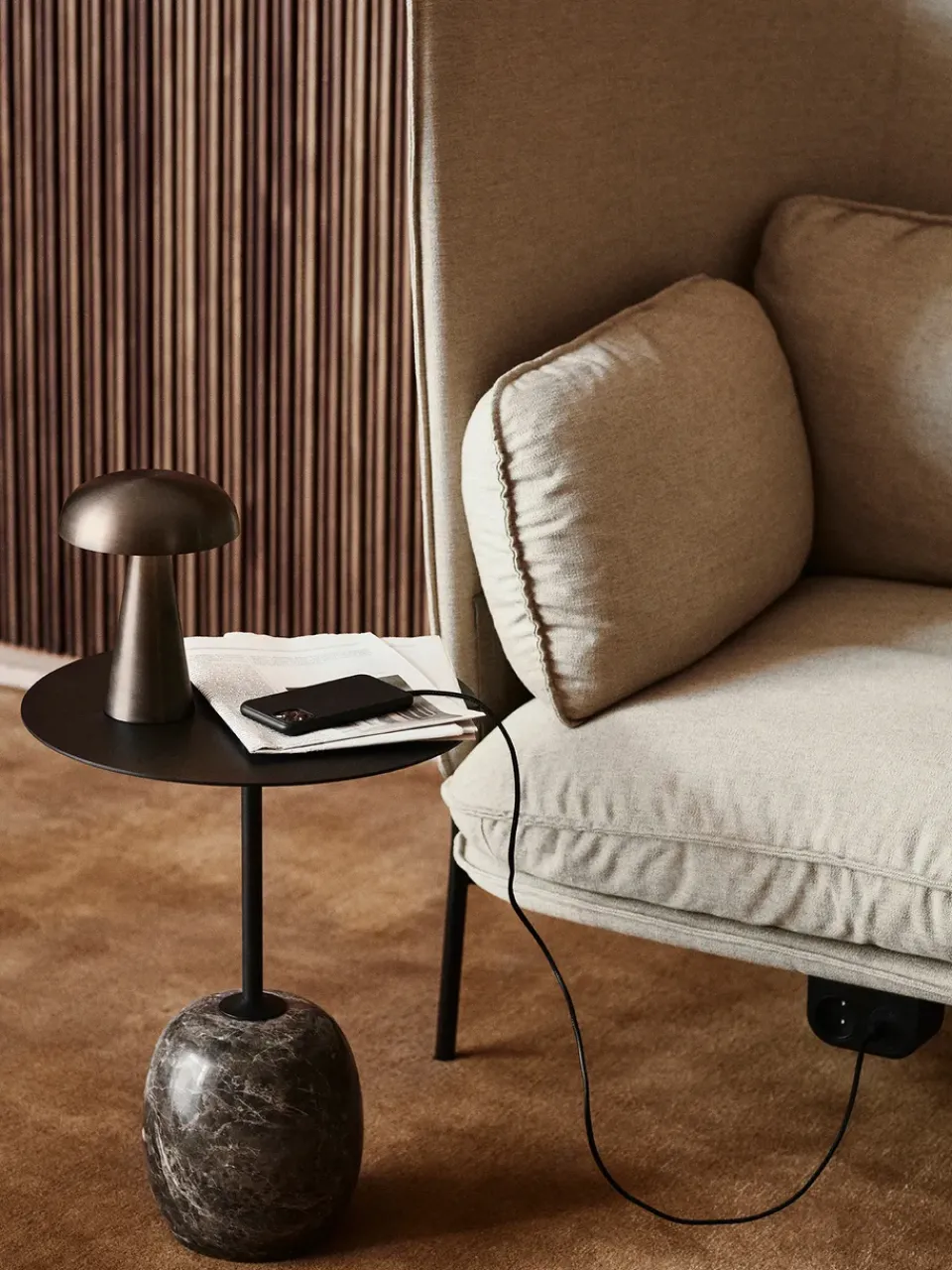 &Tradition Lato Mesa LN8, Warm black-Emparador marble Negro Best