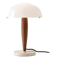 &Tradition Lámparas De Escritorio<Lámpara de mesa Herman SHY3, nogal y mármol crema, cable textil Marrón