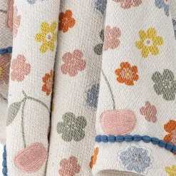 Bloomingville Mantas Infantiles|Mantas Infantiles<Manta de algodón Cherry 160x130 cm, Rosa Blanco