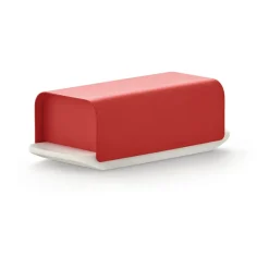 Alessi Mantequilleras<Mantequera Mattina 9,5x21 cm, Rojo-acero inoxidable RojoGris