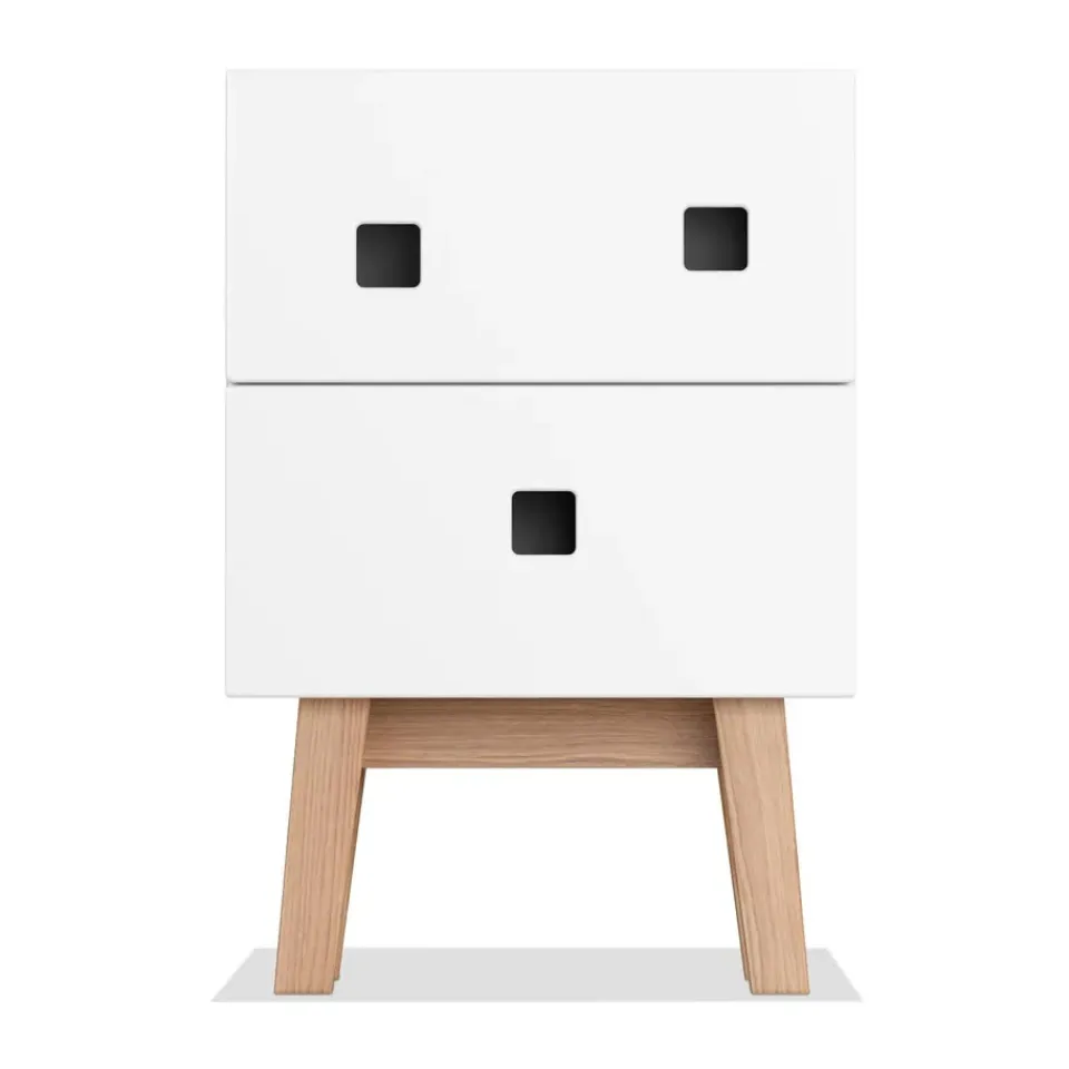 Zweed Mesillas De Noche<Mesilla de noche Peep S1, , retro, base de roble Blanco