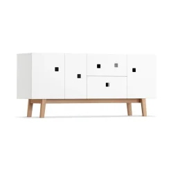 Zweed Mueble TV Peep M2, , retro, base de roble Blanco Clearance