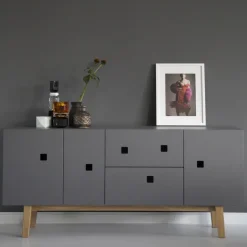 Zweed Mueble TV Peep M2, Slate grey, retro, base de roble Gris Online