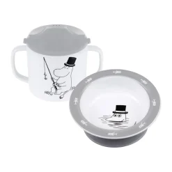Rätt Start Juegos De Vajilla<Mumin Vatten & Bad taza con boquilla y plato con ventosa, Gris