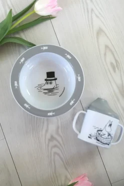 Rätt Start Juegos De Vajilla<Mumin Vatten & Bad taza con boquilla y plato con ventosa, Gris